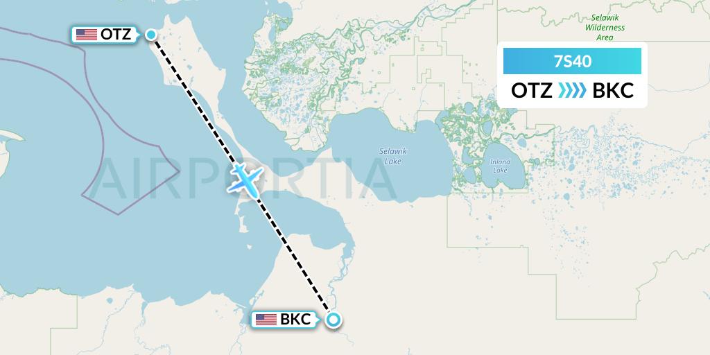 7S40 Ryan Air (USA) Flight Map: Kotzebue to Buckland