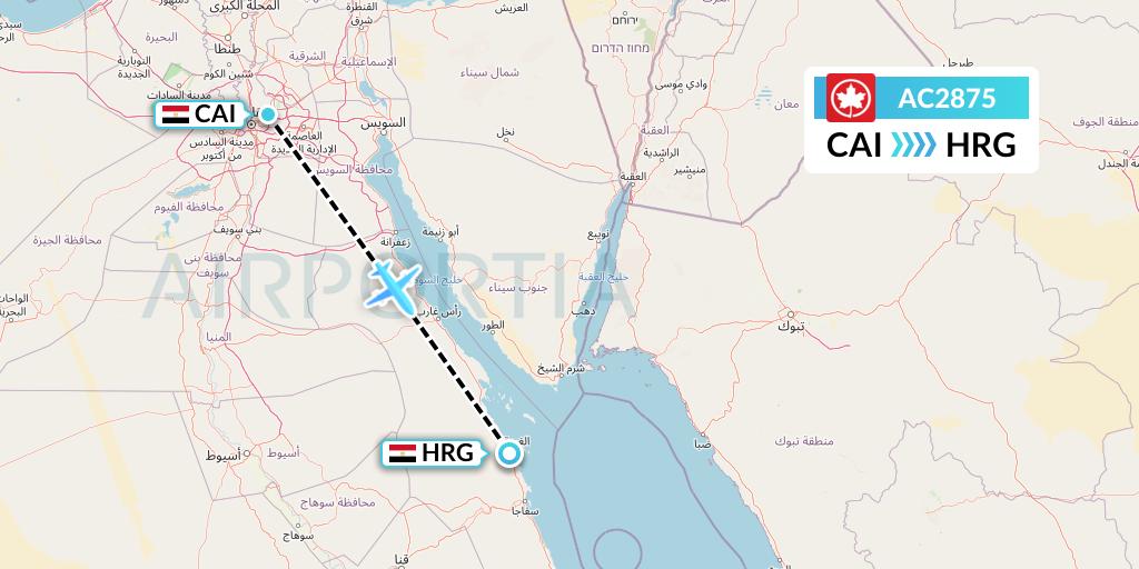 AC2875 Air Canada Flight Map: Cairo to Hurghada
