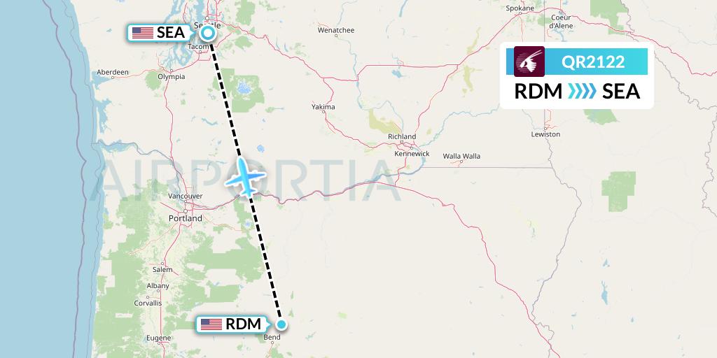 QR2122 Qatar Airways Flight Map: Redmond to Seattle