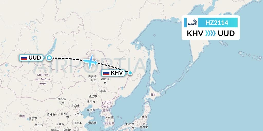 HZ2114 Aurora Flight Map: Khabarovsk to Ulan-Ude