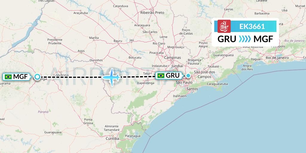 EK3661 Emirates Flight Map: Sao Paulo to Maringa