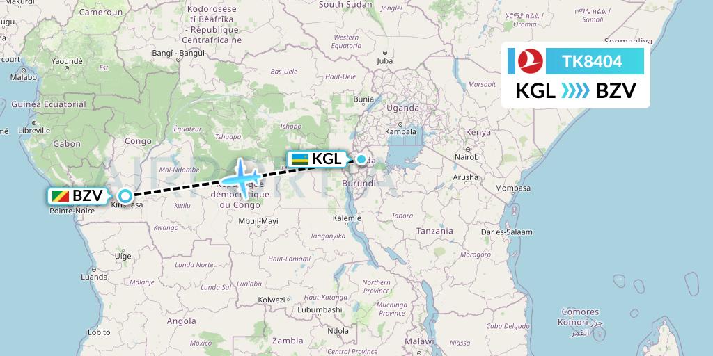 TK8404 Flight Status Turkish Airlines Kigali to Brazzaville (THY8404)