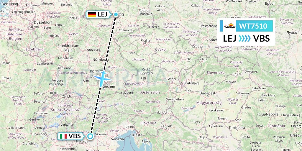 WT7510 Swiftair Flight Map: Leipzig to Brescia