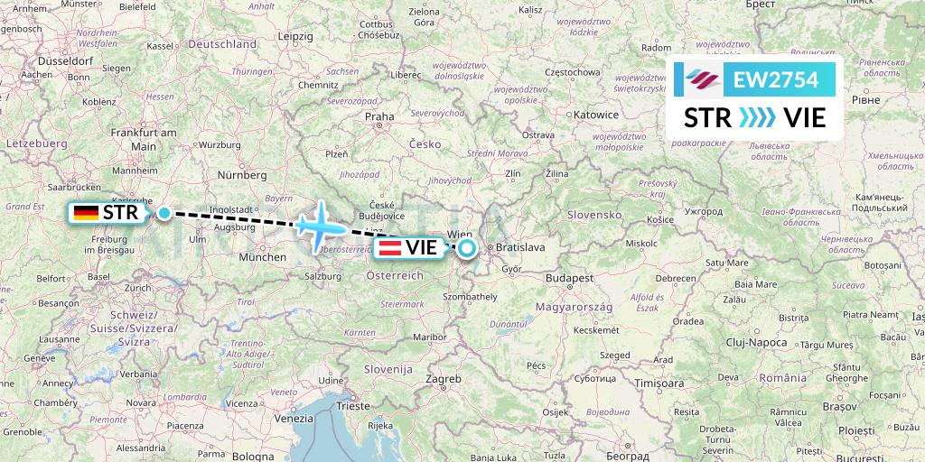 EW2754 Eurowings Flight Map: Stuttgart to Vienna
