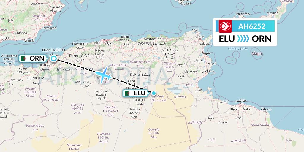 AH6252 Air Algerie Flight Map: Guemar to Oran