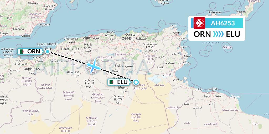 AH6253 Air Algerie Flight Map: Oran to Guemar