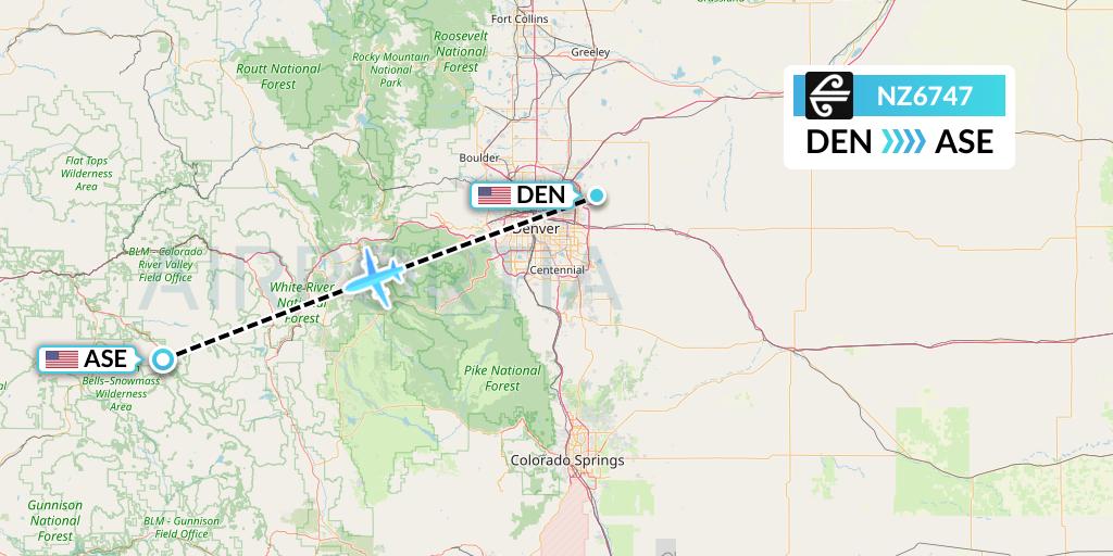 NZ6747 Air New Zealand Flight Map: Denver to Aspen