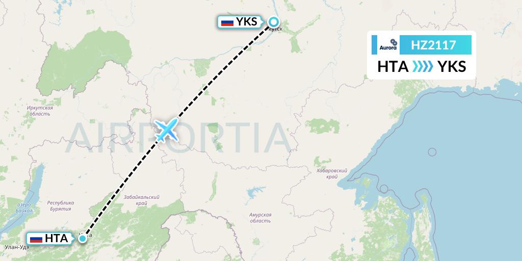 HZ2117 Aurora Flight Map: Chita to Yakutsk