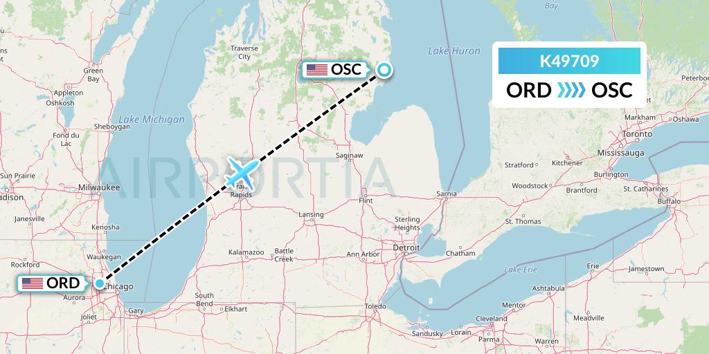 K49709 Kalitta Air Flight Map: Chicago to Oscoda