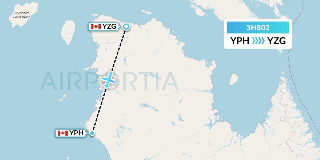 3H802 Air Inuit Flight Map: Inukjuak to Salluit