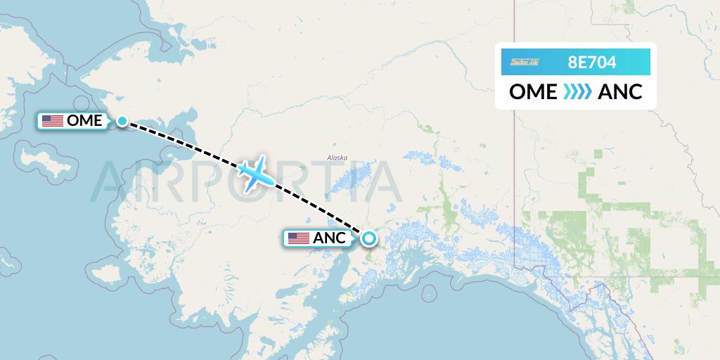 8E704 Bering Air Flight Map: Nome to Anchorage