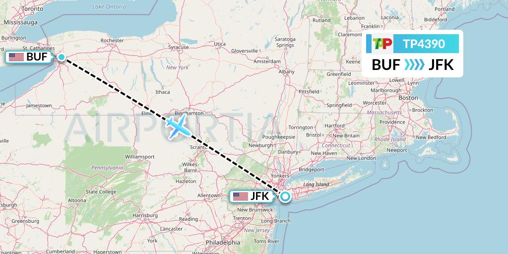 TP4390 TAP Portugal Flight Map: Buffalo to New York