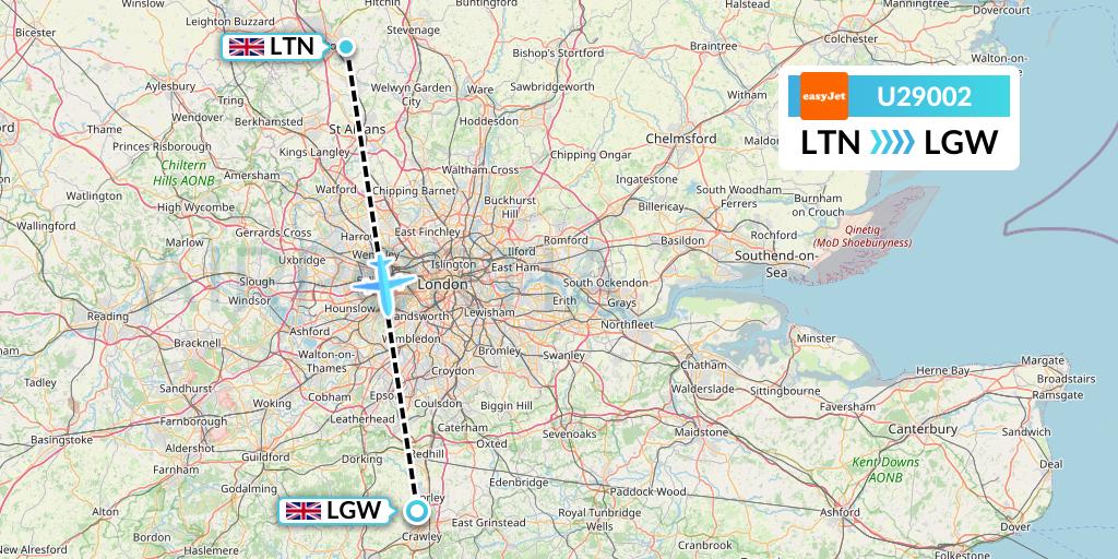 U29002 EasyJet Flight Map: London to London