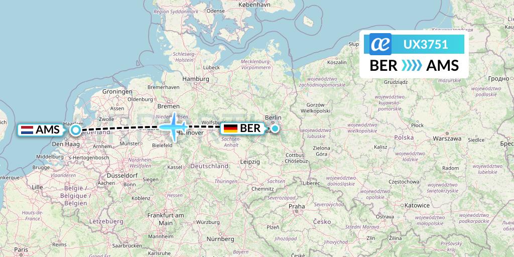 UX3751 Air Europa Flight Map: Berlin to Amsterdam