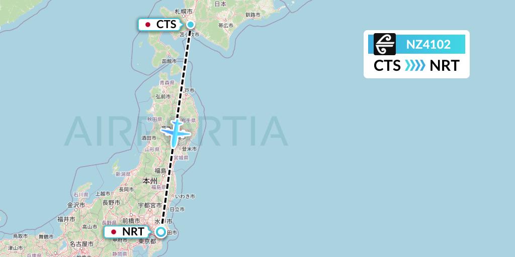 NZ4102 Air New Zealand Flight Map: Sapporo to Tokyo