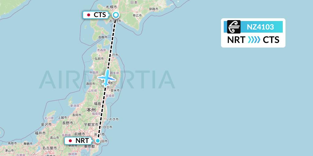 NZ4103 Air New Zealand Flight Map: Tokyo to Sapporo