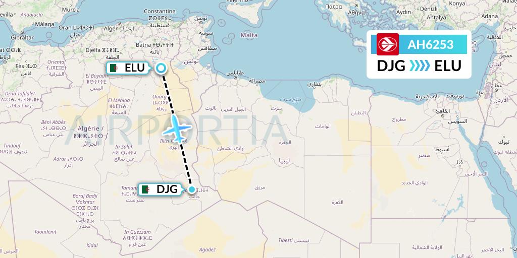 AH6253 Air Algerie Flight Map: Djanet to Guemar
