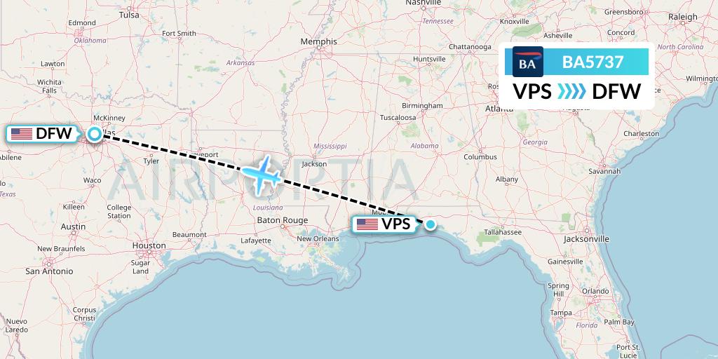 BA5737 British Airways Flight Map: Valparaiso to Dallas