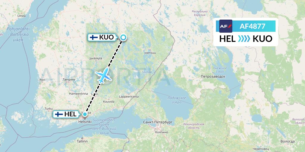 AF4877 Air France Flight Map: Helsinki to Kuopio