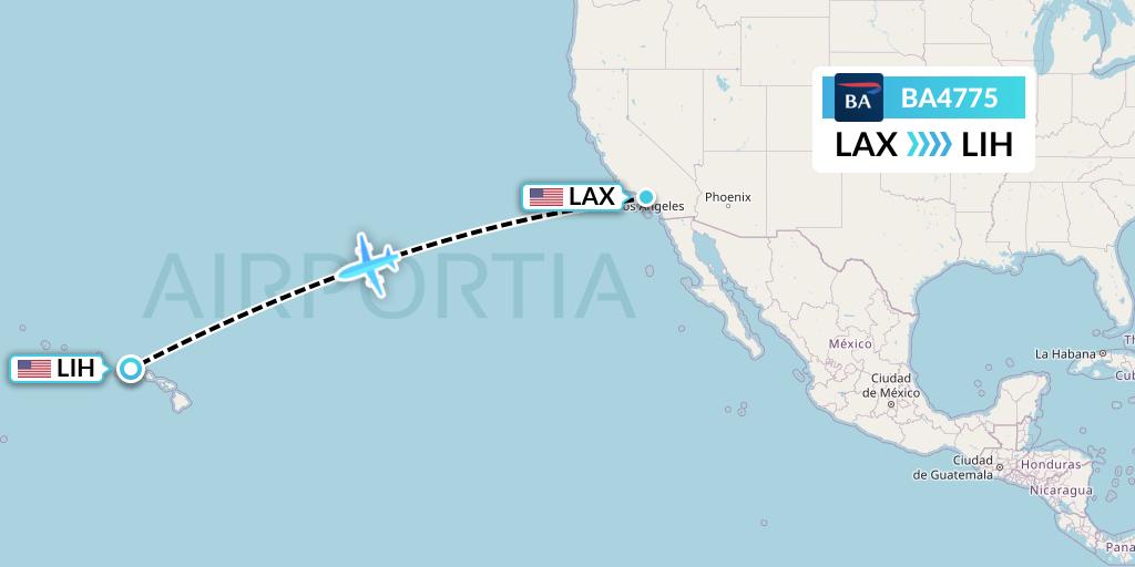 BA4775 British Airways Flight Map: Los Angeles to Lihue