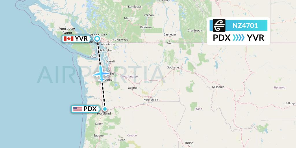 NZ4701 Air New Zealand Flight Map: Portland to Vancouver
