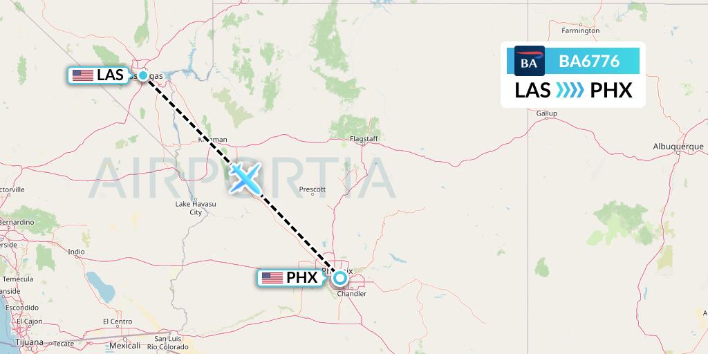 BA6776 British Airways Flight Map: Las Vegas to Phoenix