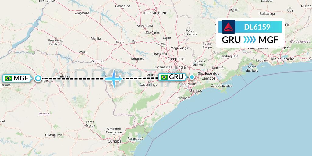 DL6159 Delta Air Lines Flight Map: Sao Paulo to Maringa
