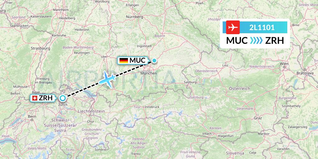 2L1101 Helvetic Airways Flight Map: Munich to Zurich