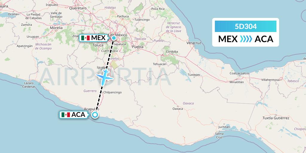 5D304 Aeromexico Connect Flight Map: Mexico City to Acapulco