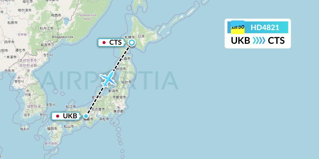 HD4821 Air Do Flight Map: Kobe to Sapporo