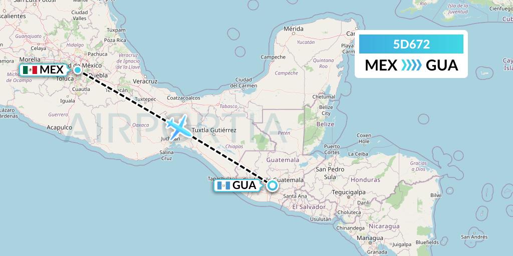 5D672 Aeromexico Connect Flight Map: Mexico City to Guatemala City