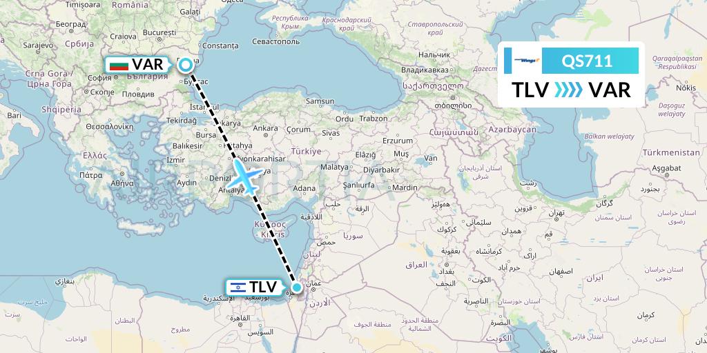 QS711 Smartwings Flight Map: Tel Aviv to Varna