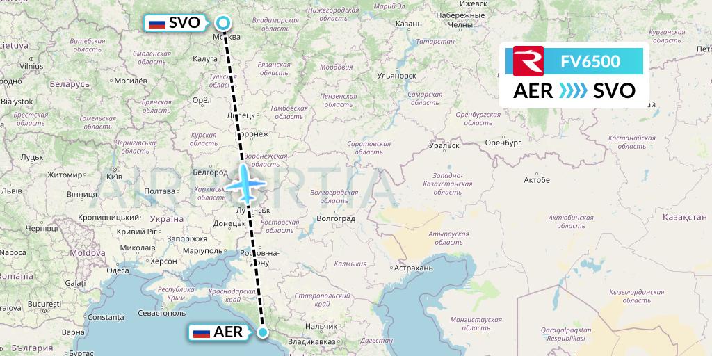 FV6500 Rossiya Flight Map: Sochi to Moscow