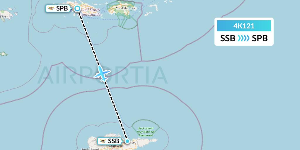 4K121 Kenn Borek Air Flight Map: Christiansted St Croix to Charlotte Amalie St Thomas