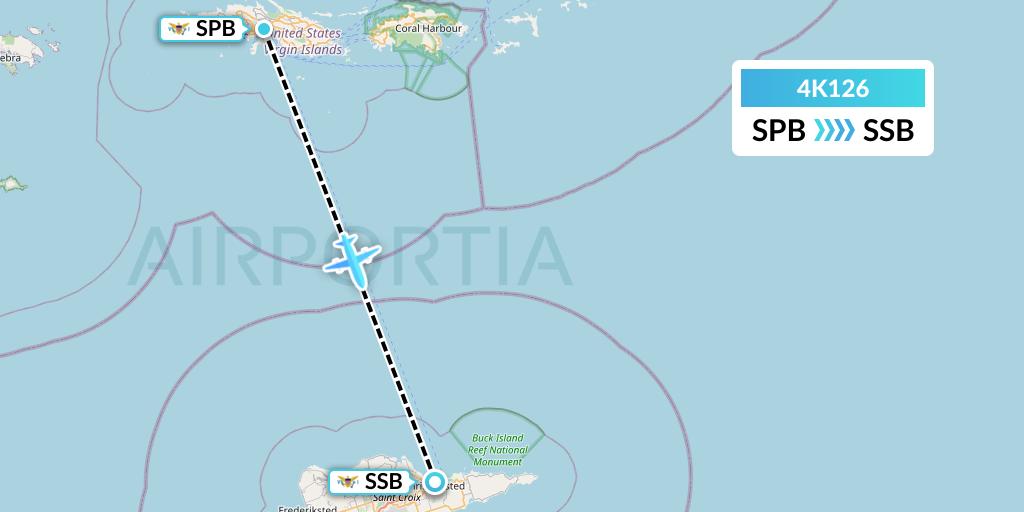 4K126 Kenn Borek Air Flight Map: Charlotte Amalie St Thomas to Christiansted St Croix