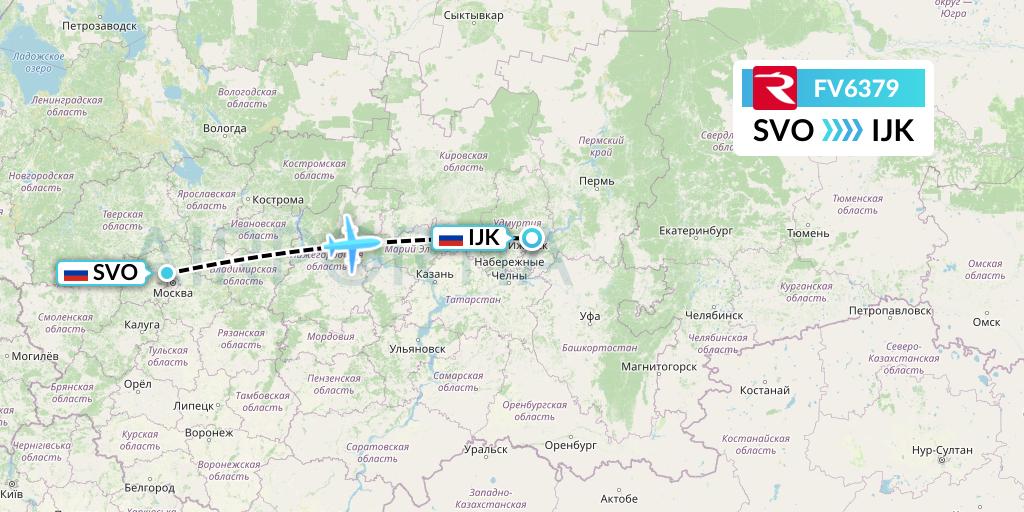 FV6379 Rossiya Flight Map: Moscow to Izhevsk