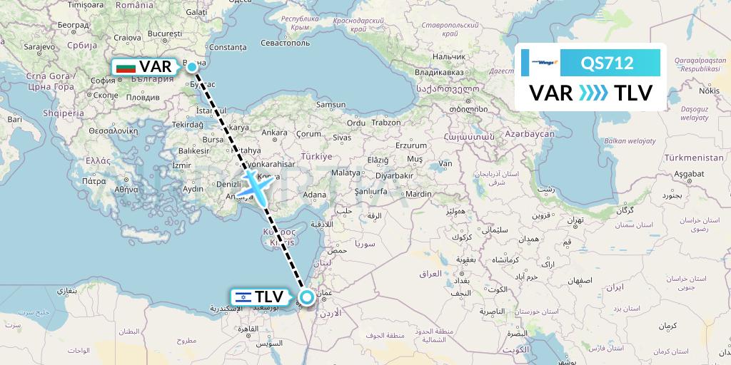 QS712 Smartwings Flight Map: Varna to Tel Aviv