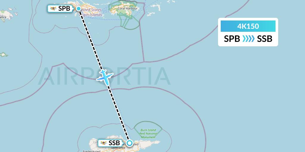 4K150 Kenn Borek Air Flight Map: Charlotte Amalie St Thomas to Christiansted St Croix