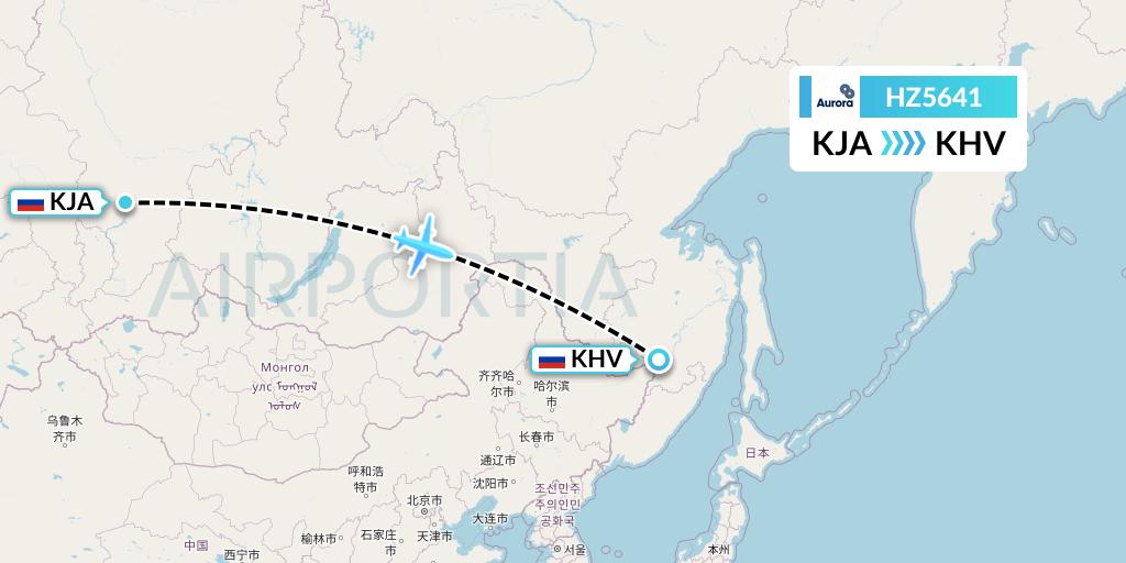 HZ5641 Aurora Flight Map: Krasnoyarsk to Khabarovsk