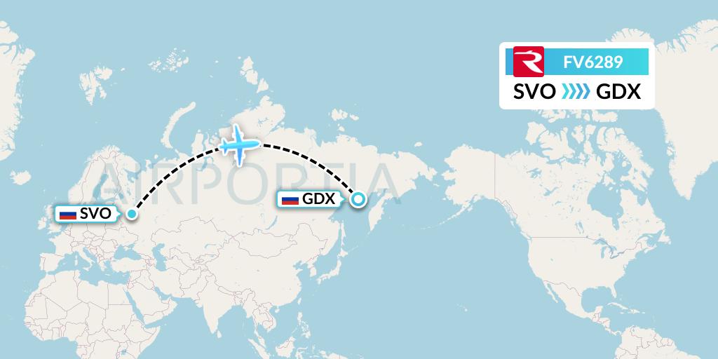 FV6289 Rossiya Flight Map: Moscow to Magadan