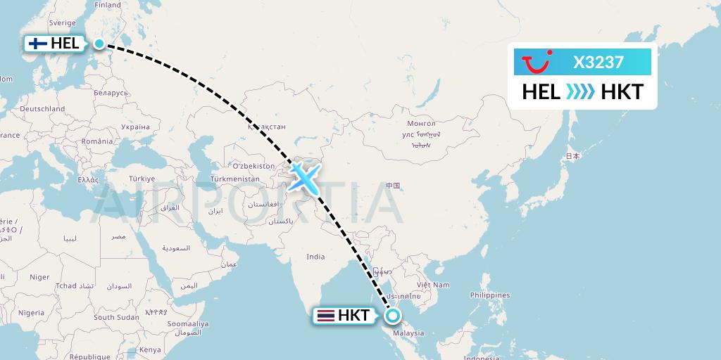 X3237 TUI fly Germany Flight Map: Helsinki to Phuket