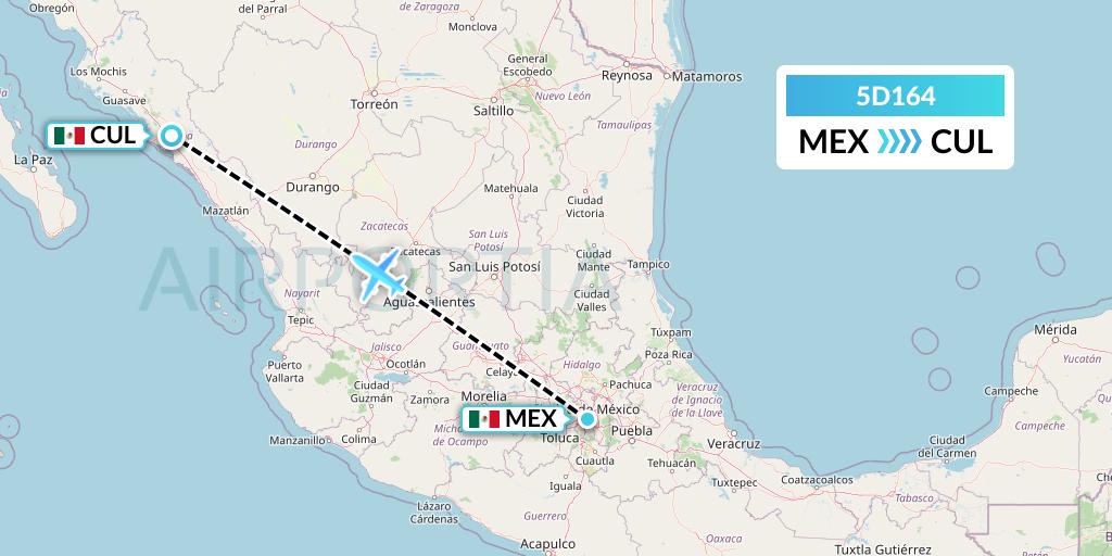 5D164 Aeromexico Connect Flight Map: Mexico City to Culiacan