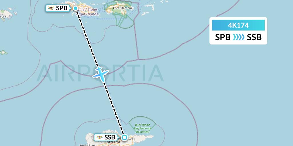 4K174 Kenn Borek Air Flight Map: Charlotte Amalie St Thomas to Christiansted St Croix