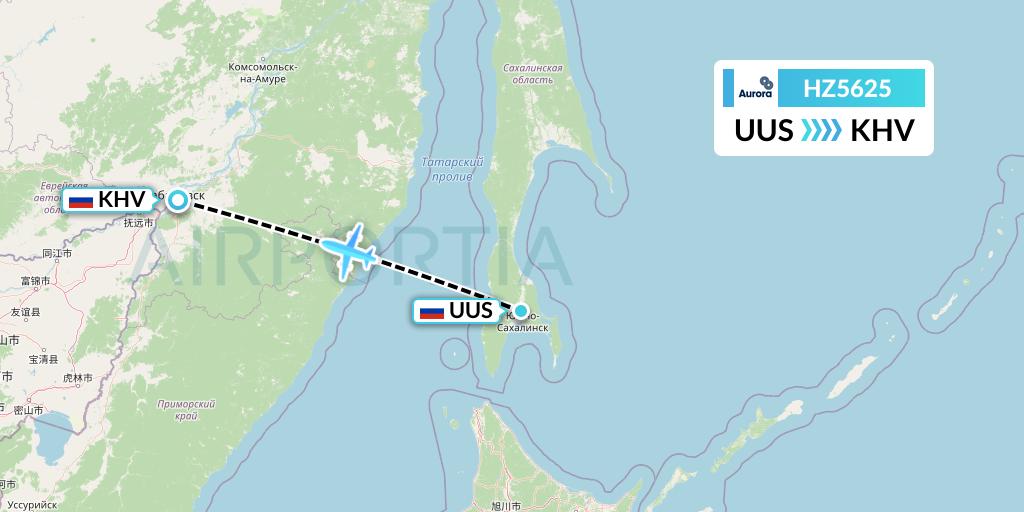 HZ5625 Aurora Flight Map: Yuzhno-Sakhalinsk to Khabarovsk