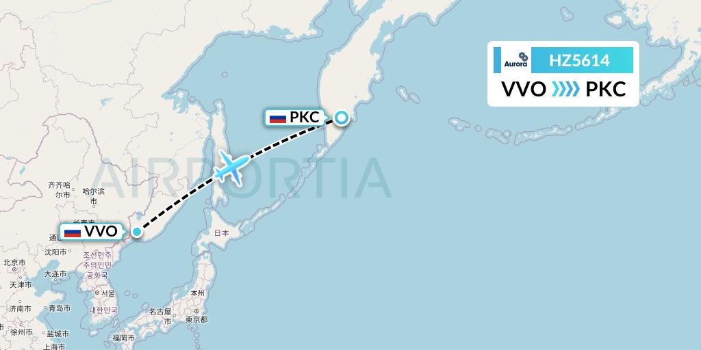 HZ5614 Aurora Flight Map: Vladivostok to Petropavlovsk-Kamchatsky