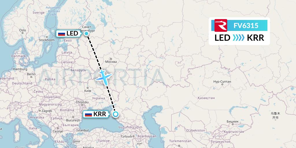 FV6315 Rossiya Flight Map: St. Petersburg to Krasnodar
