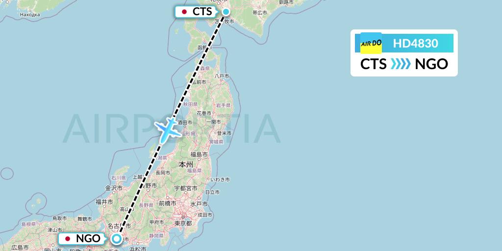 HD4830 Air Do Flight Map: Sapporo to Nagoya