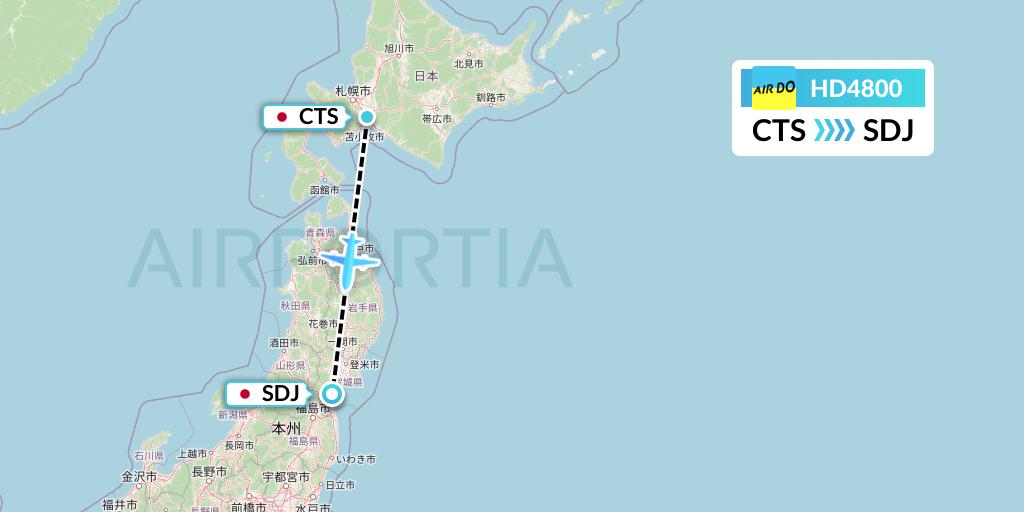 HD4800 Air Do Flight Map: Sapporo to Sendai