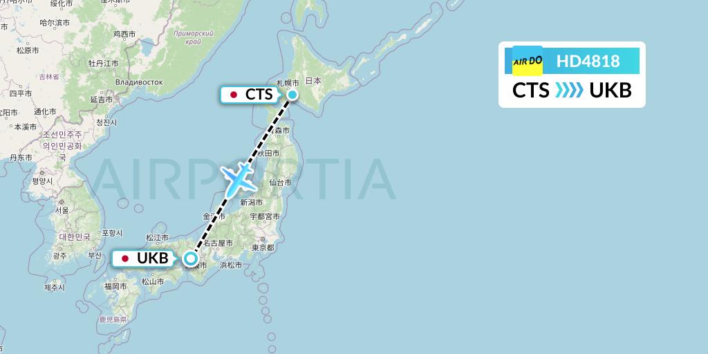 HD4818 Air Do Flight Map: Sapporo to Kobe