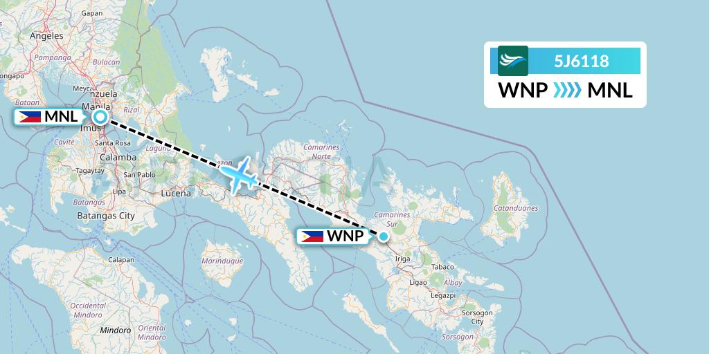 5J6118 CEBU Pacific Air Flight Map: Naga to Manila